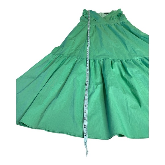 Maggy London V-Neck Sleeveless Ruffle Front Tiered Maxi Dress in Katydid Green - Picture 6 of 12